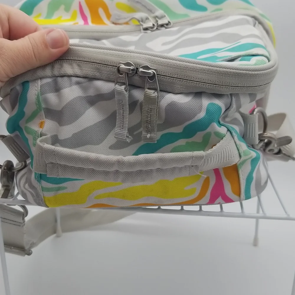 Pottery Barn Teen Gear-Up Dual Compartment Lunch Bag Rainbow Zebra *Embroidered*